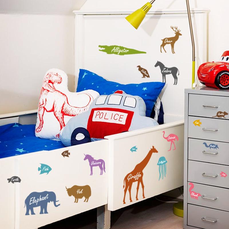 Small animal silhouette children's bedroom bedroom removable PVC wall sticker