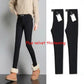 Double Button Winter Trousers Plus Velvet Leggings for Women's Outer Wear In Autumn and Winter High Waist Thin Black Pants Pencil Feet Warm Pants