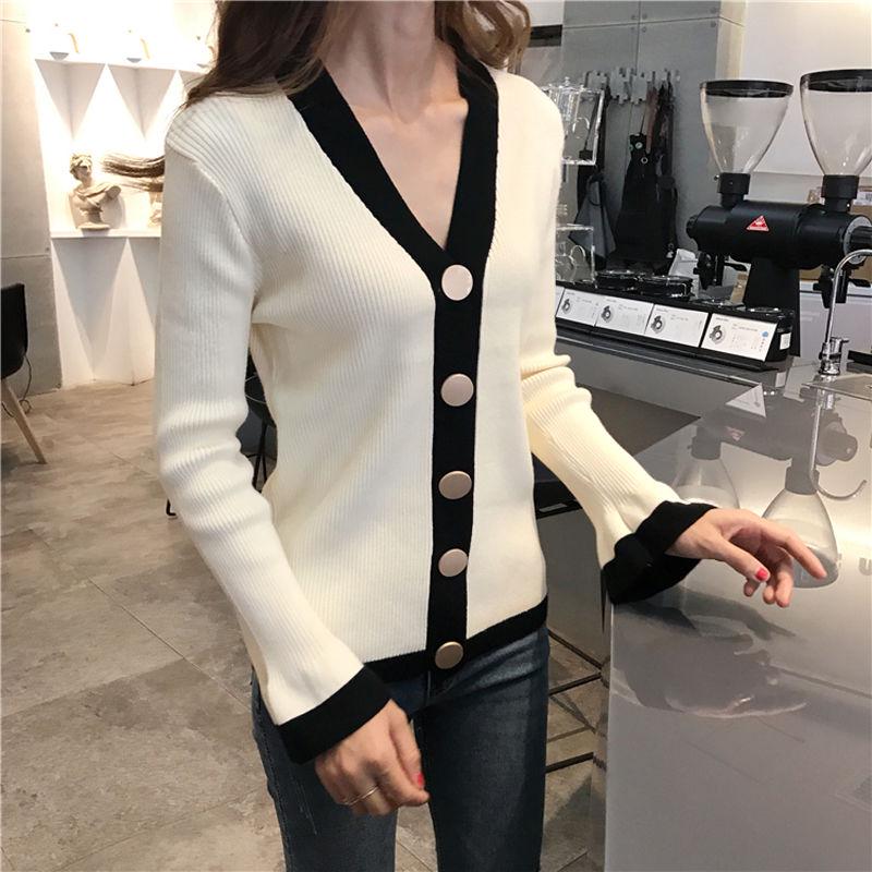Spring Warm Short Knit Single-breasted Long-sleeved Cardigan Soft V-neck Sweater Coat Women