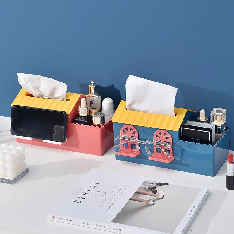 Villa Tissue Box Home Living Room Coffee Table Multifunctional Desktop Paper Box Glasses Remote Control Cartoon Ventilation Storage Box