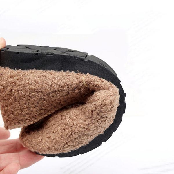 Women Autumn and Winter Versatile Soft Sole Cotton Shoes Solid Color Round Head Flat Wool Doudou Shoes
