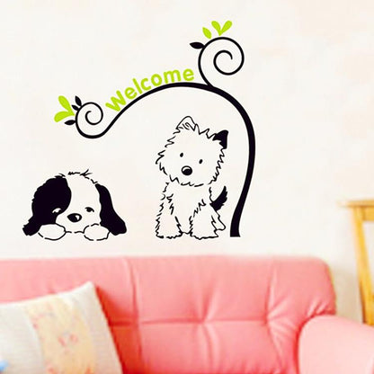 Removable wall sticker door children's room bedside background sticker cute cartoon cat puppy