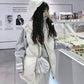 Pofulove Turtleneck Sweater Women's Korean Stripe Student Loose Long Sleeve Warm Hooded Wild Thin Sweatshirt Jacket