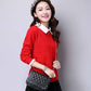 Spring Autumn Winter Fake Two-piece Color-blocking Sweater Women Loose Knit Bottoming Sweater Sweet Doll Collar Pullover Sweater