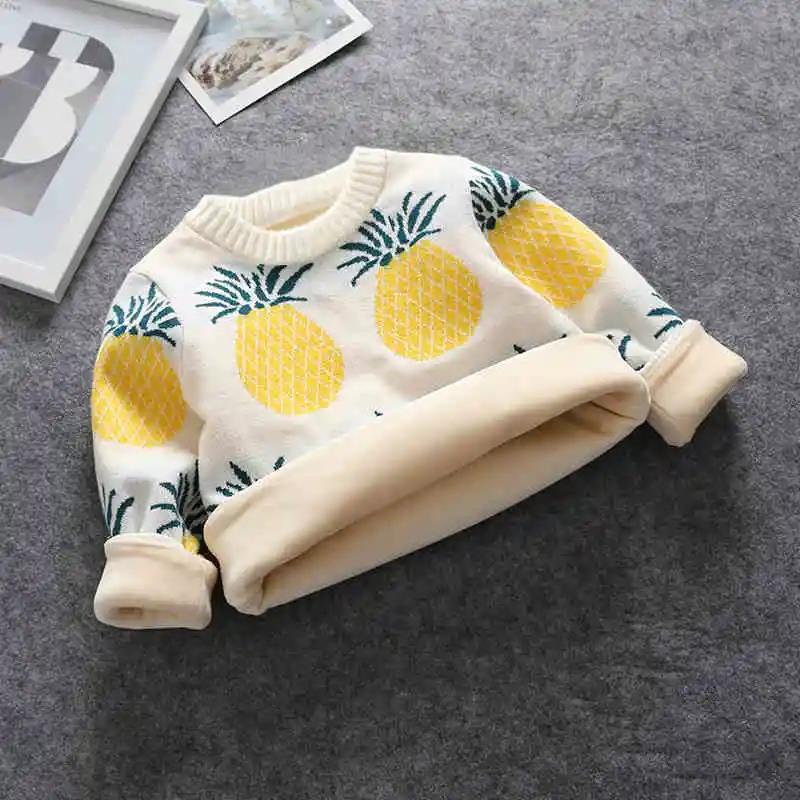 Children's Sweaters Autumn and Winter Boys' Sweaters Thickened Turtleneck Round Neck Warm Clothes Bottoming Shirt Plus Velvet