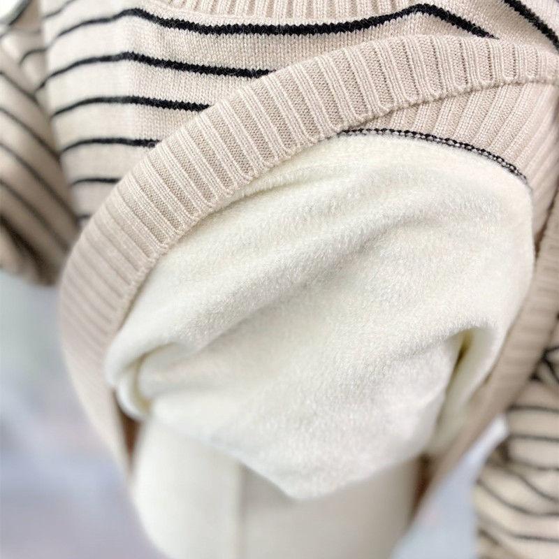 Fleece Children's Sweater Striped High Neck Loose Autumn and Winter Fashion Boys and Girls Thick Winter Baby Bottoming Sweater
