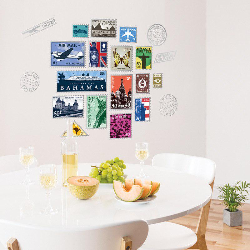 Creative Modern Stamp Album Wall Stickers Stamp Collection For Living Room Bedroom Hobby Art Decals