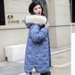 Women's Solid Color Embroidered Down Jacket Mid-length Korean Style Loose Thick Coat Warm Cotton Coat Large Fur Collar Winter Quilted Jacket