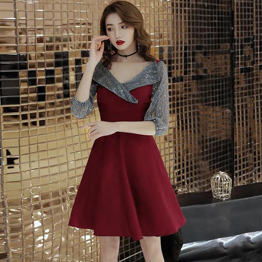 Women's Summer Mesh Dress V-Neck Slim Suit Skirt