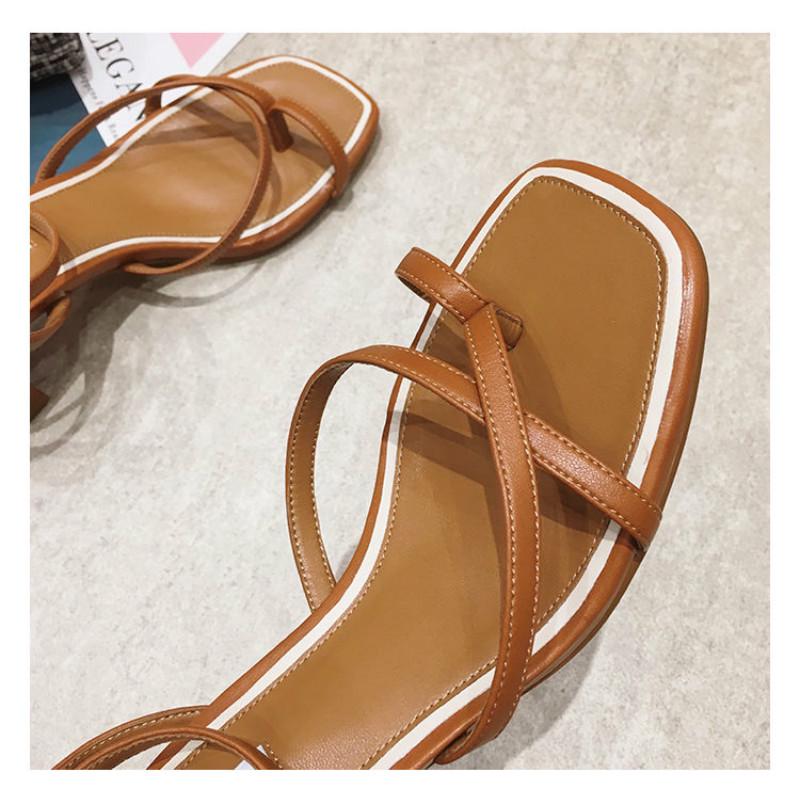 Sandals Female 2020 Fairy Little Fragrance High-heeled Summer Gentle Thick with Middle Heel with Clip Toes