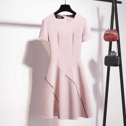 Women Summer Elegant Dress Vintage High Waist Super Fairy Holiday Dress Slim Pleated Night Party Pink Dress