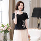 Women's Short Sleeve T-Shirt Ruffle Summer Round Neck Slim Print Top