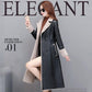 Leather Trench Coat Winter Long Sheepskin Coat Women Plus Velvet Thick Warm Leather Coat Black Overcoat with Faux Fur Inside