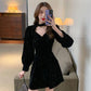 Spring and Autumn Women's Clothes Dating To Work Velvet High Sense Dress New Year Festive Hanging Neck Sexy Hollow Small Dress