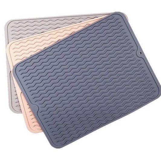 Drain Mat Kitchen Silicone Dish Drainer Mats Large Sink Drying Worktop Organizer Drying Mat for Dishes Tableware