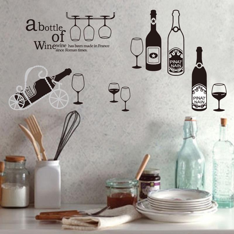 Glass wine bottle Decorative personality kitchen bar DIY creative pvc wall sticker no opp packaging