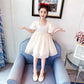 Girls Dress Summer Temperament Solid Color Retro Style Puff Sleeve Princess Dress 4-8 Years Old Girl Sweet Dress A-line Skirt