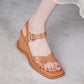 Wedge Sandals Women's Summer Sponge Cake Thick-soled Real Soft Leather Casual Style Summer Fashion High Heels