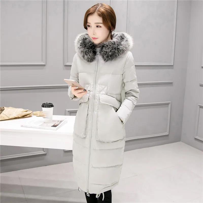 Women's Down Jacket Korean Version Loose Thick Plus Size Winter Jacket Mid-length White Duck Down Jacket