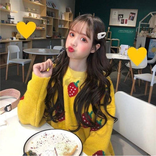 Autumn and Winter College Style Sweater Loose Sweet Cute Bottoming Shirt Pullover Fashion Simple Top