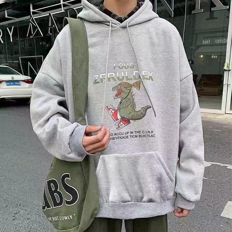 Autumn Winter Funny Printing Hoodies Warm Fleece Hooded Men Hoodies Cashmere Addition Sweatshirts