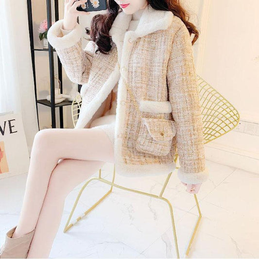 Autumn and Winter All-match Woolen Coat Women's Short Small Incense Wind Korean Thick Coat