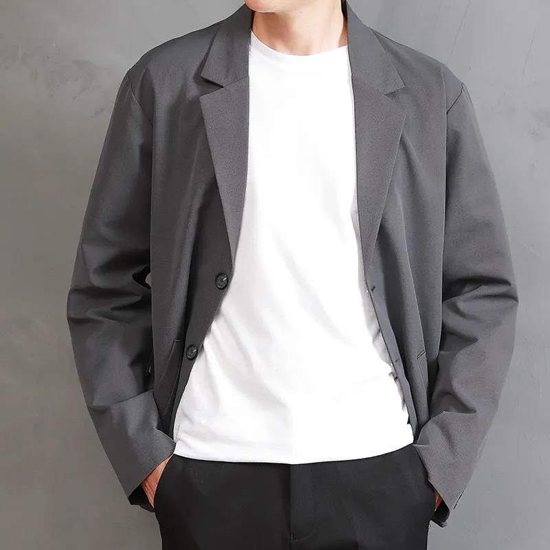 Men's Casual Top Loose Suit Jacket Short Suit Uniform Long-sleeved Warm Jacket Simple Design Temperament Handsome Jacket