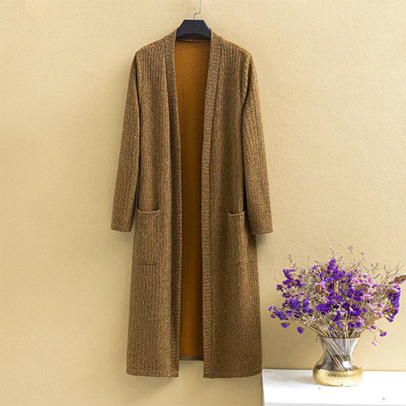 Spring and Autumn Plus Size Women's Long Over-the-knee Cardigan Jacket Loose Outer Shawl Autumn Outer Cardigan Women
