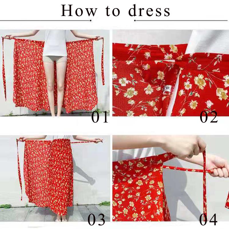 Long Floral Chiffon Casual Skirt A Piece of Cloth Women Summer Long Beach Wrap Skirt
