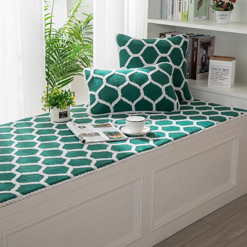 Printed Bay Window Cushion Non-Slip Crystal Velvet Window Sill Pad Bay Window Pad Tatami Mats Sofa Cushion Used for Indoor Outdoor
