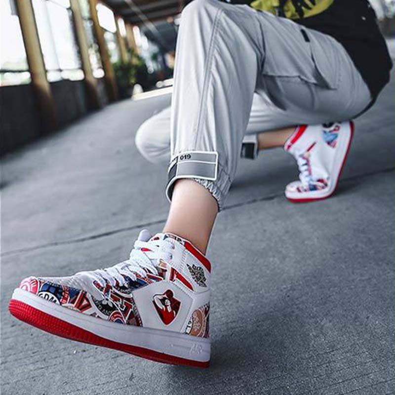 Graffiti Basketball Shoes for Men Comfortable Breathable Shoes Couples Waterproof Sports Shoeses