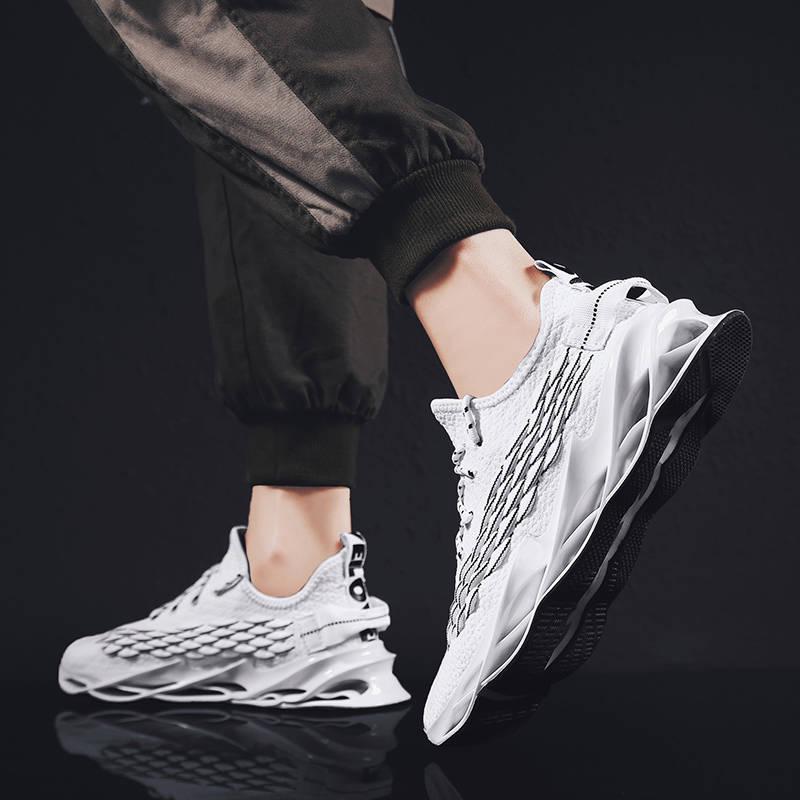Fish Scale Knit Blade Sneakers Men Blade Breathable Shock -Absorbing Thick Platform Shoes