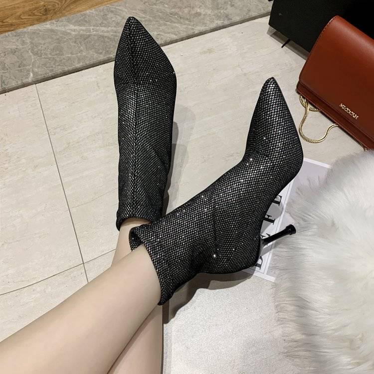 Fashion Ankle Boots Women Pointed Toe High Heel Short Boots Ladies Shoes Winter Martin Boots