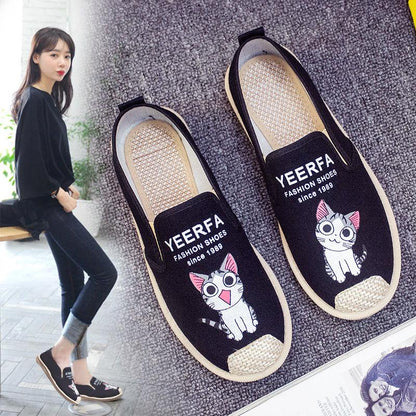 Summer Women Flat Shallow Loafers Canvas Shoes Fabric Female Casual Shoes Comfortable Breathable Ladies Mother Sewing