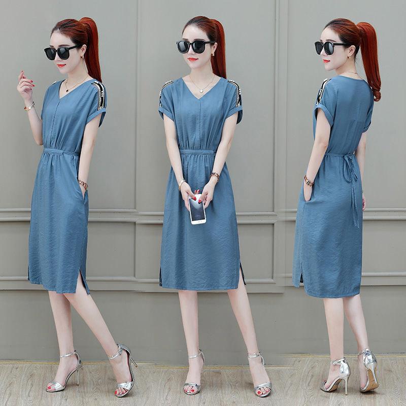 Chiffon Dress Short-sleeved Spring Summer Korean Fashion Fashion In The Long Style Loose Temperament Thin Skirt Women