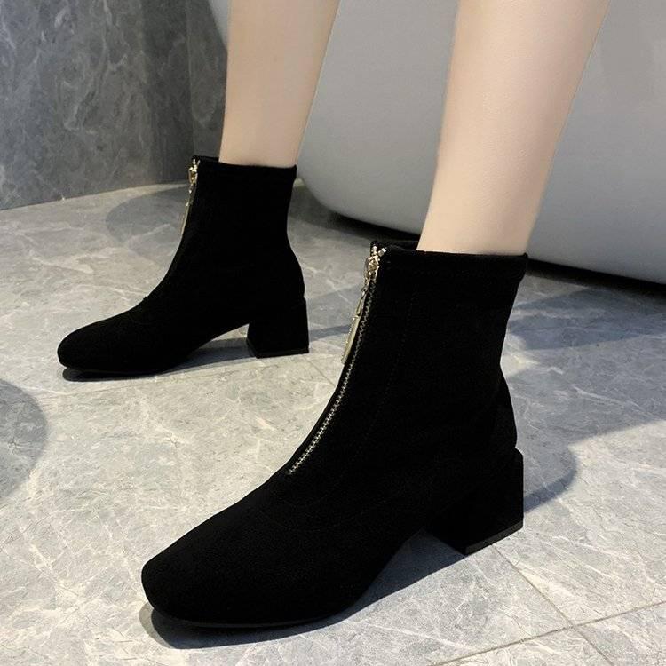 Autumn Winter Women Boots Square European Ladies Shoes Martin Boots Elegant High Heel Ankle Boots