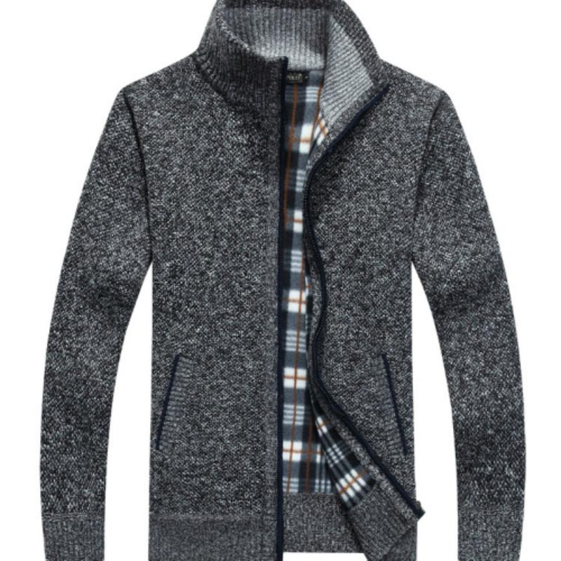Autumn and Winter Sweater Men's Cardigan Velvet Thick Casual Jacket Loose Warm Fashion Men's Clothing