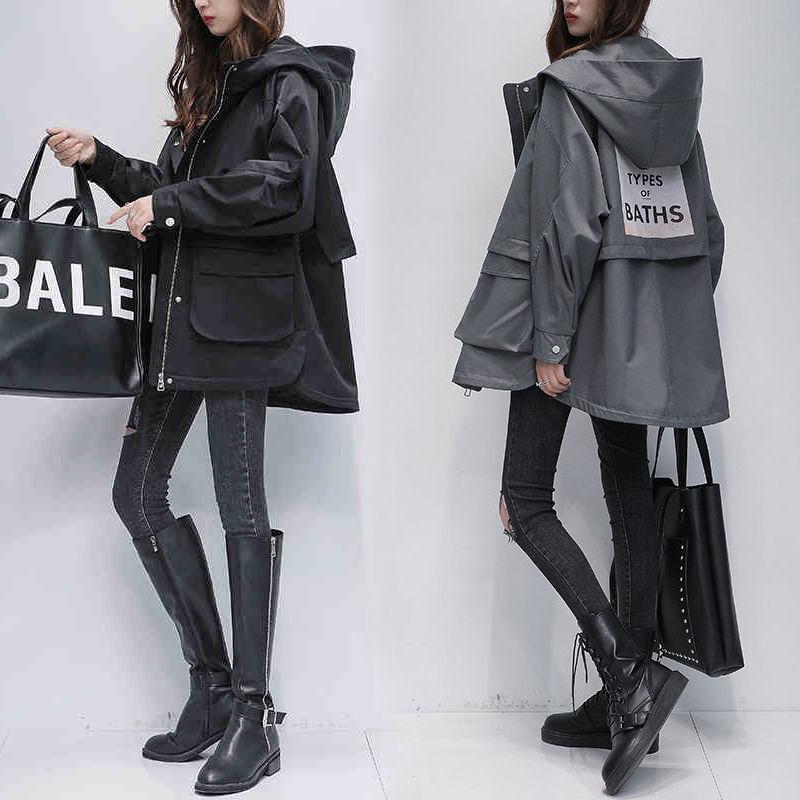 Cotton Mid-length Winter Section Korean BF Wind Tooling Hooded Parka Jacket Casual Simple Top