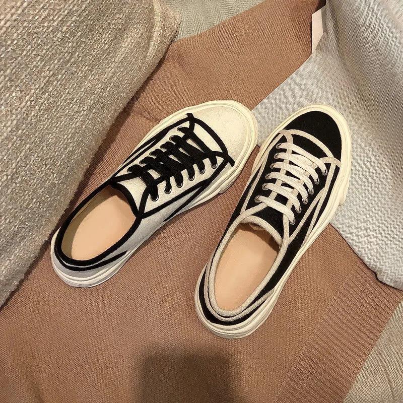 Women's Shoes Influx of Students Korean Version of The Single Thick-soled Casual Board Shoes Canvas Shoes Women's White Shoes