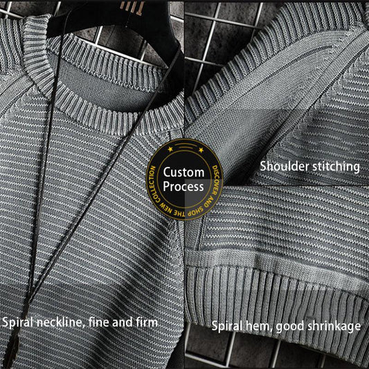 Men's Autumn Thin Sweater Student Trend Handsome Youth Loose Round Neck Bottoming Sweater Top