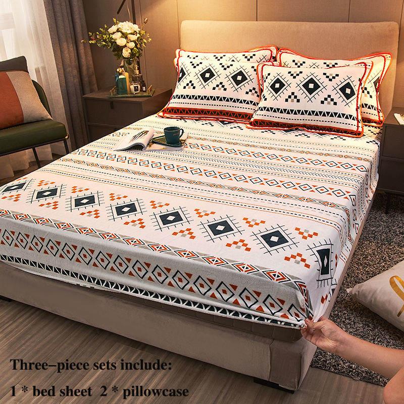 Coral Velvet Bed Three-piece Bed Cover All-inclusive Protective Cover 1.8 M 2 Meter Bed Cover Double Bed Bed Set