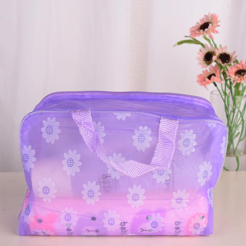 Women PVC Cosmetic Bag Case Waterproof Flower Print Cosmetics Transparent Toilet Bag Organizer Pouch Girl Make Up Bags Set