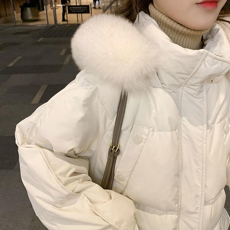 Hooded Big Fur Collar Short Lightweight Cotton Jacket Women Winter Loose Bread Jacket Thickened Warm Winter Cotton Jacket Thickened Jacket