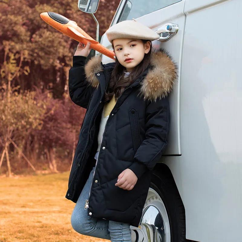 Mid-length Children's Down Jacket Winter Thick Warm White Duck Down Jacket