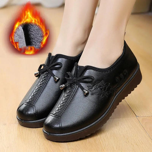 Cotton Boots Women Winter Plus Velvet Leather Shoes Non-slip Waterproof PU Cotton Shoes Winter Shoes