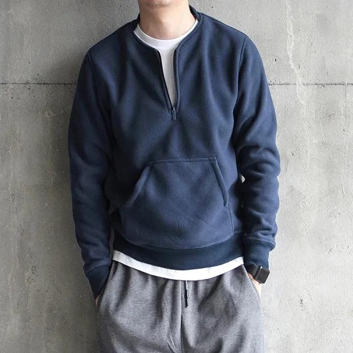 Retro Thick Double-sided Fleece Sweater Men Plus Fleece Sweater Men Pullover