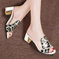 Slippers Women Leopard Transparent Open Toe Sandals Summer Thick Heel Middle Heel Sandals and Slippers All Match Casual Comfortable Slippers