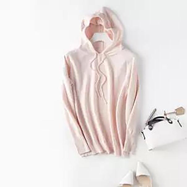 Autumn and Winter New Knit Sweater Women's Head Loose Bottom Solid Color Long-sleeved Hoodie