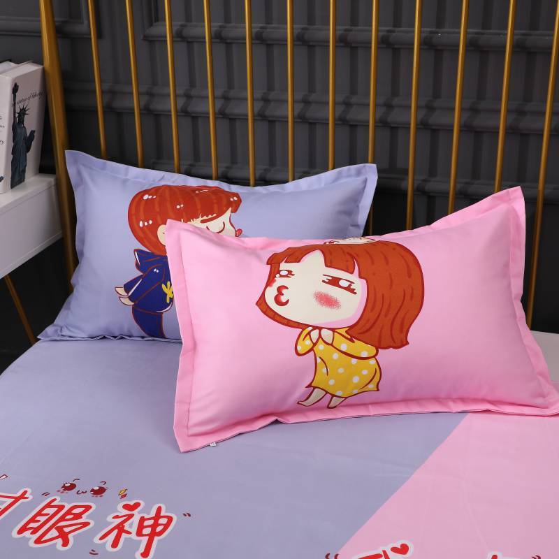 Two-pack Pillowcases for Couples Bedroom Pillowcases Thickened Brushed Cartoon Pillowcases Skin-friendly Soft Pillowcases