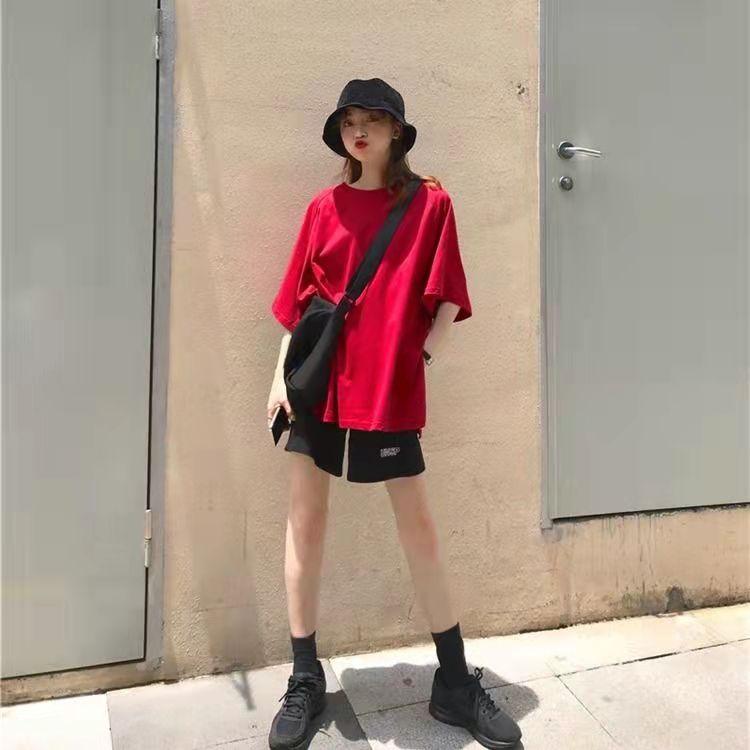 Ladies Summer Short Sleeve Shorts Two Piece Student Loose Casual Suit Short Sleeve T-Shirt + Sports Shorts Athletic Clothing Sets